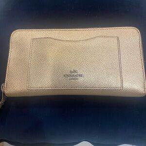 Coach Metallic Pebbled Leather Textured Zip  around Wallet